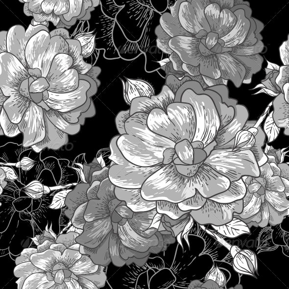 GraphicRiver Beautiful Monochrome Seamless Rose Background 5971918 GraphicRiver Beautiful Monochrome Seamless Rose Background 5971918