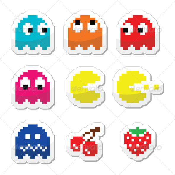 GraphicRiver Pacman and Ghosts 80 s Retro Computer Game 5977033 GraphicRiver Pacman and Ghosts 80 s Retro Computer Game 5977033