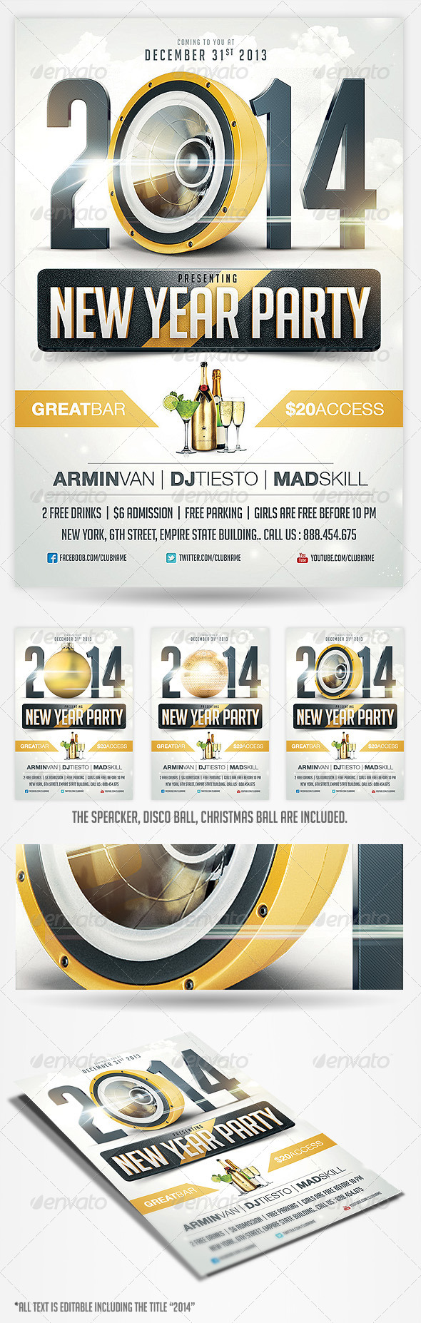 Flyer Evento de Año Nuevo Con 3 Variantes Flyer Evento de Año Nuevo Con 3 Variantes