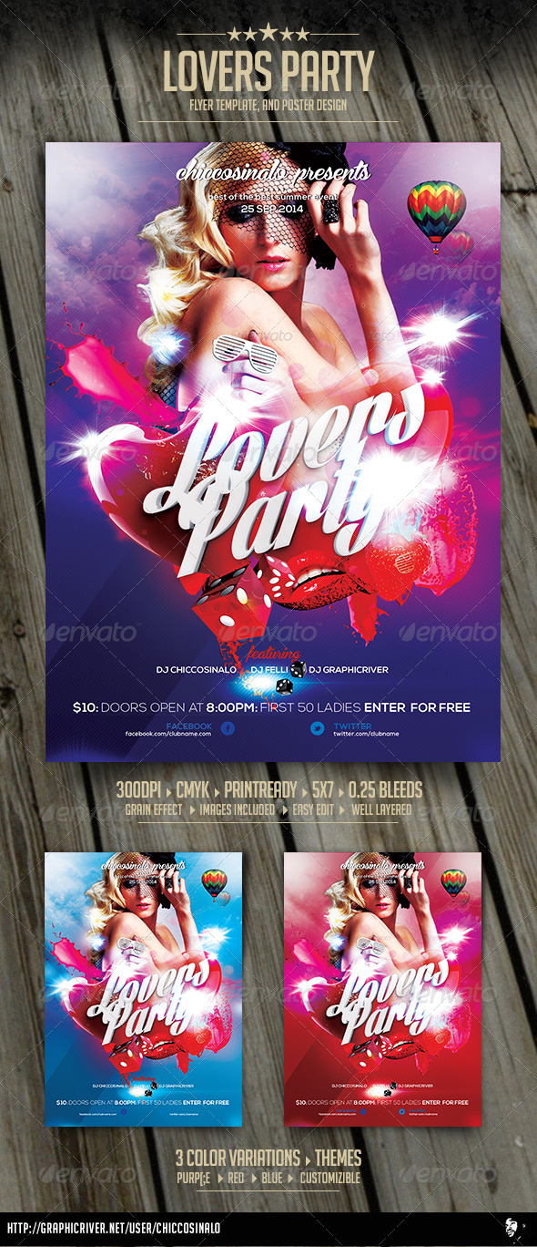 Lovers Party Flyer Template - Clubs & Parties Events