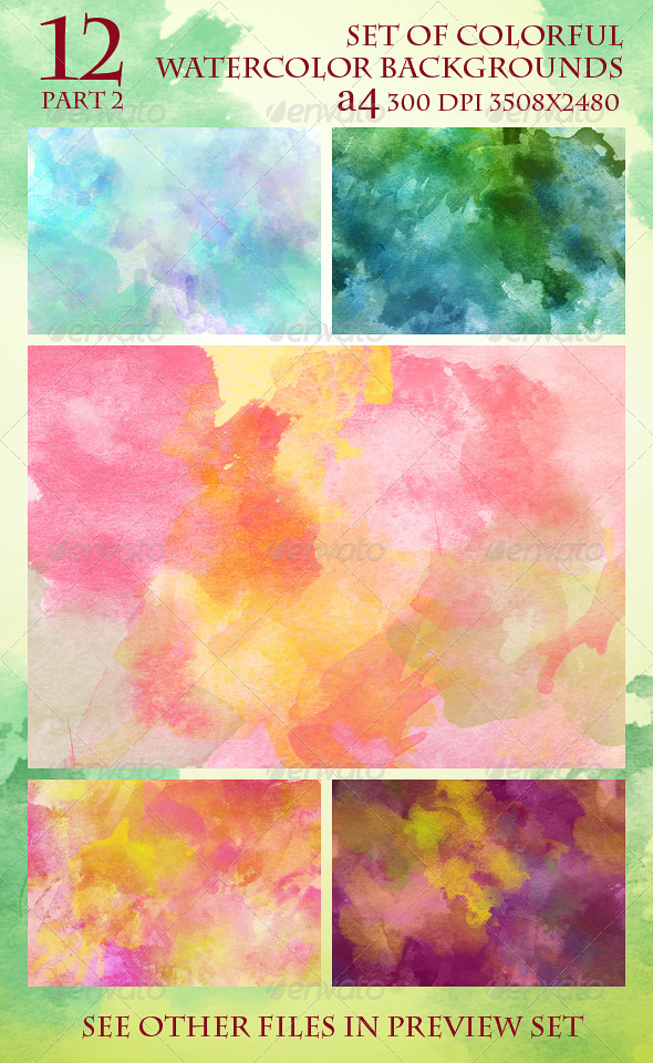 GraphicRiver Set of 12 Colorful Watercolor Backgrounds 2 5986934 GraphicRiver Set of 12 Colorful Watercolor Backgrounds 2 5986934
