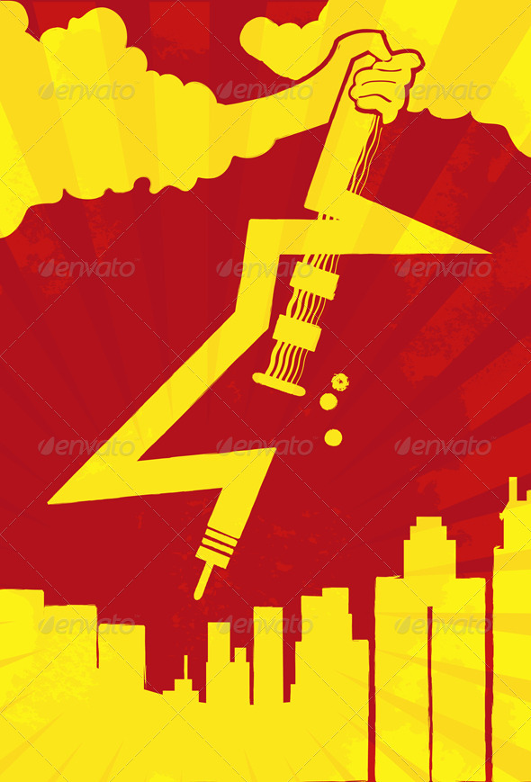 GraphicRiver Lightning Guitar Rocking on City Concept 5989251 GraphicRiver Lightning Guitar Rocking on City Concept 5989251