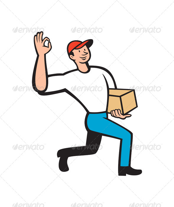 GraphicRiver Delivery Worker Delivers Package Cartoon 5991547 GraphicRiver Delivery Worker Delivers Package Cartoon 5991547