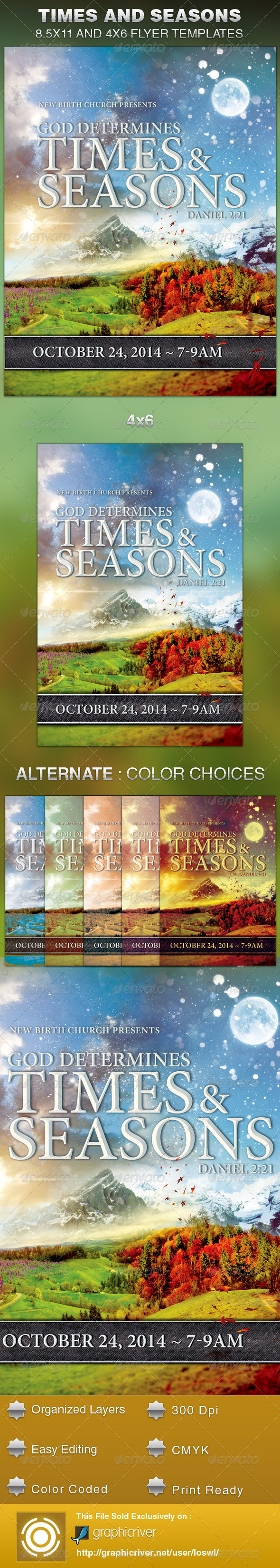 God Determines Times And Seasons Church Flyer (Church)