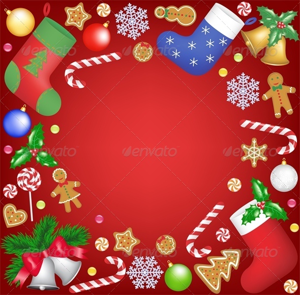 GraphicRiver Christmas Decoration and Sweets Frame 6004953 GraphicRiver Christmas Decoration and Sweets Frame 6004953