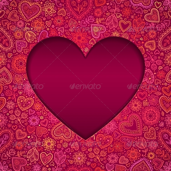 Cut Out Paper Heart Valentines Day Card - Valentines Seasons/Holidays