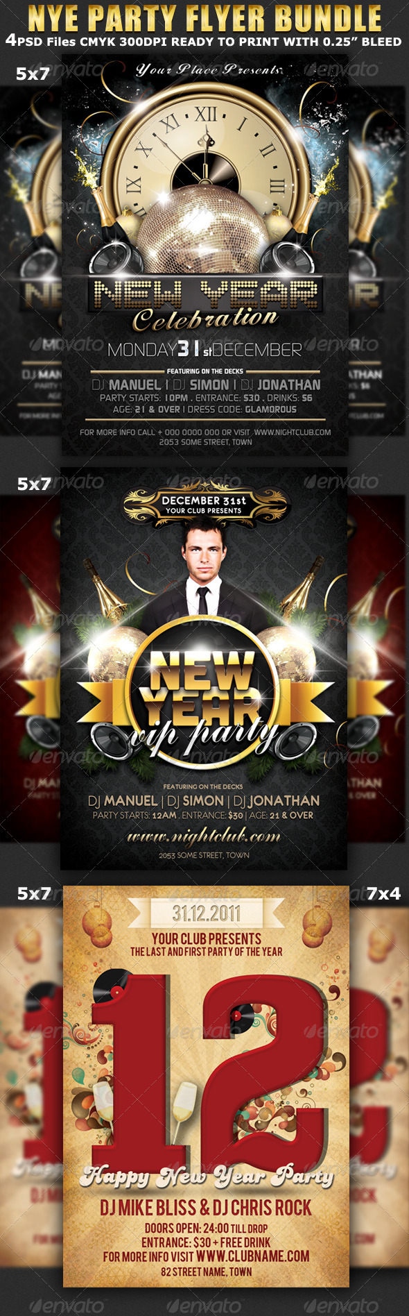 New Years Eve Party Flyer Bundle - Clubs & Parties Events