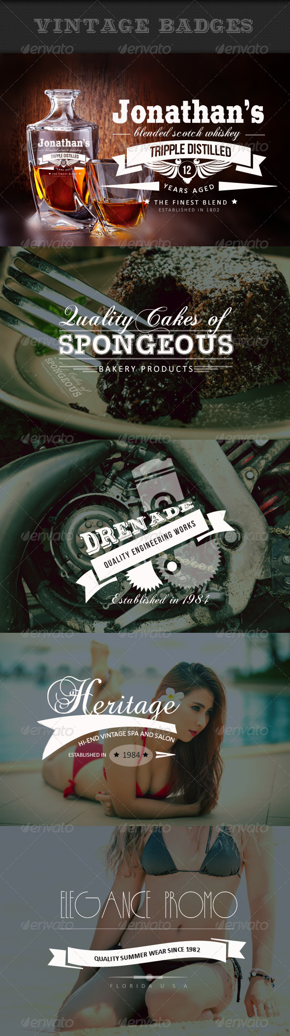 Retro Insignia Badges Collection - Badges & Stickers Web Elements
