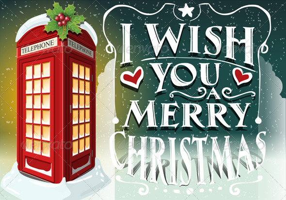 GraphicRiver Christmas Greeting Card with English Red Cabin 6042031 GraphicRiver Christmas Greeting Card with English Red Cabin 6042031