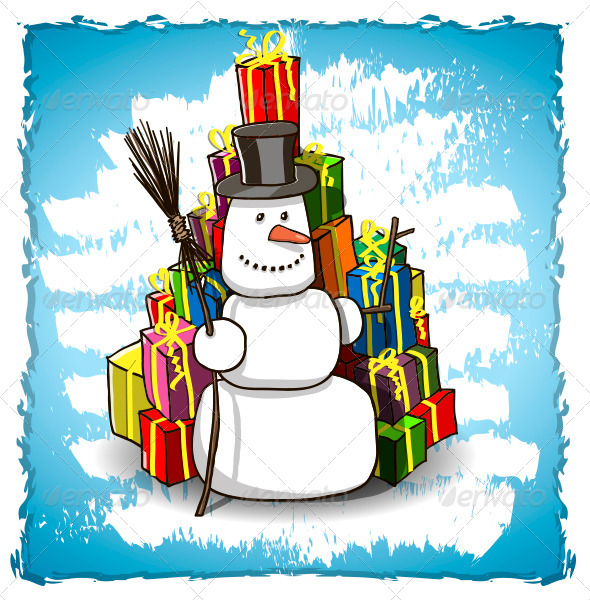 GraphicRiver Snowman with Gifts 6044384 GraphicRiver Snowman with Gifts 6044384