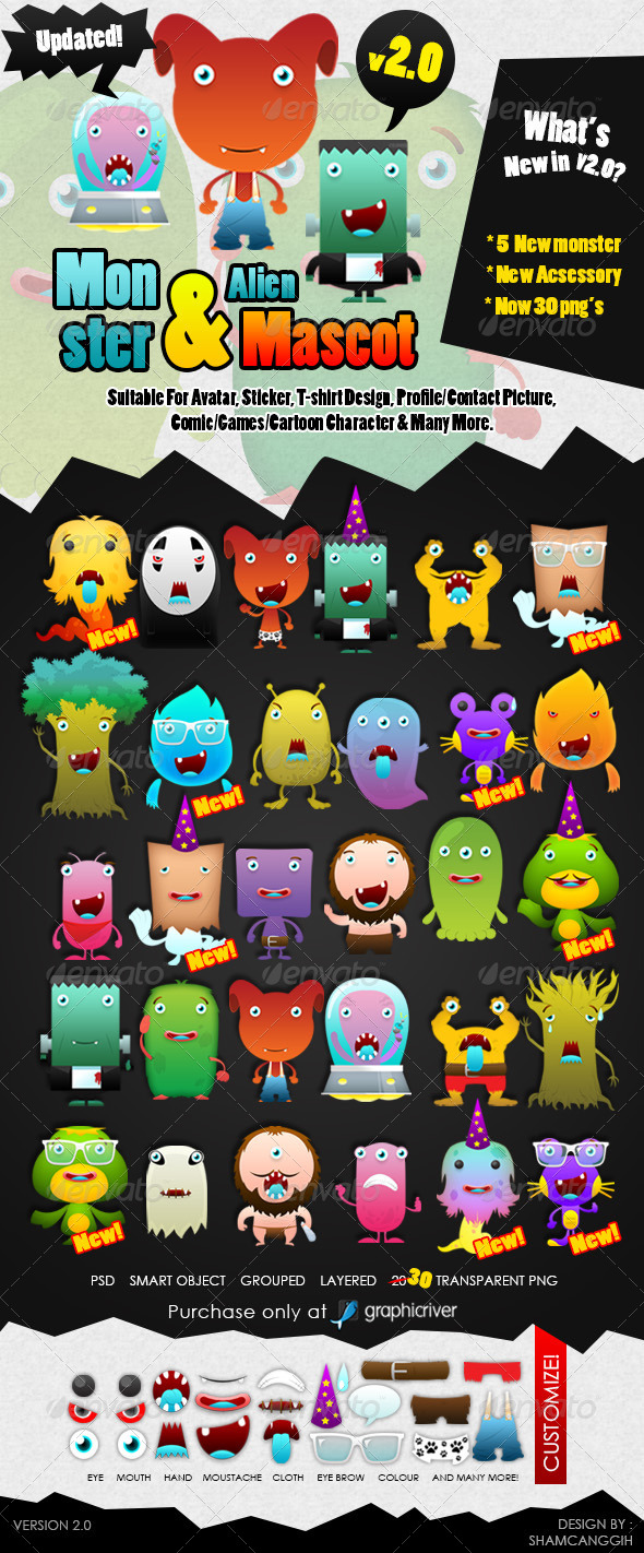 Monster and Alien Mascot ver 2.0 - Characters Illustrations