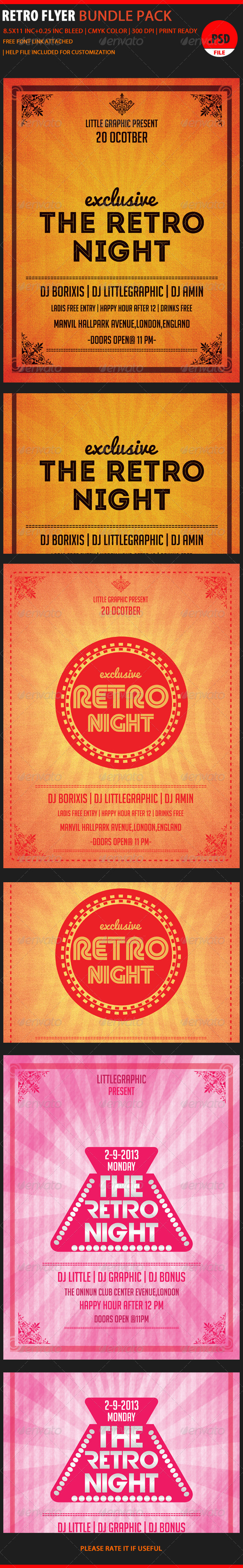 GraphicRiver Retro Party Flyer Bundle 6048123 GraphicRiver Retro Party Flyer Bundle 6048123