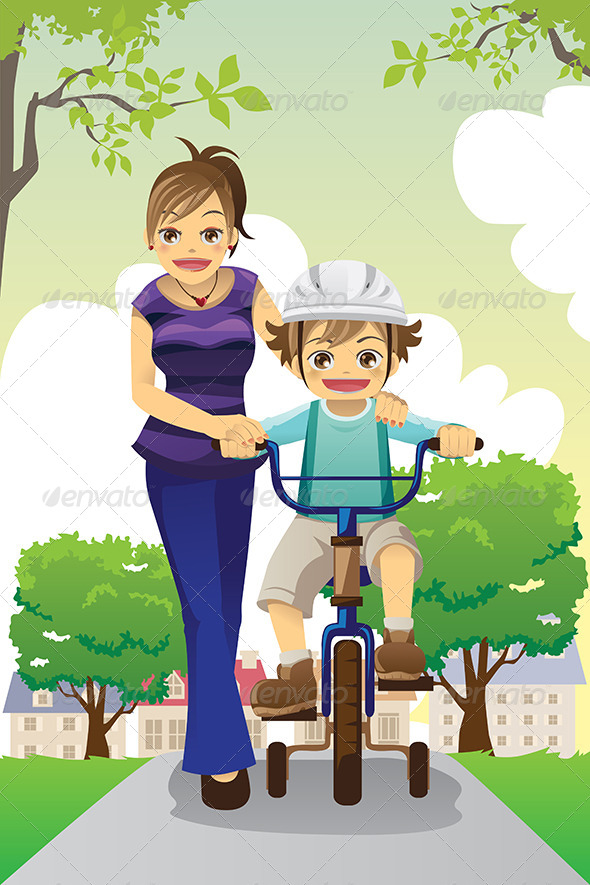 GraphicRiver Mother Teaching Son Biking 6054101 GraphicRiver Mother Teaching Son Biking 6054101