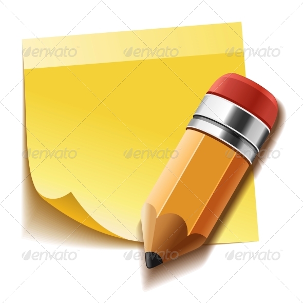 GraphicRiver Yellow Stick Note and Pencil 6054793 GraphicRiver Yellow Stick Note and Pencil 6054793