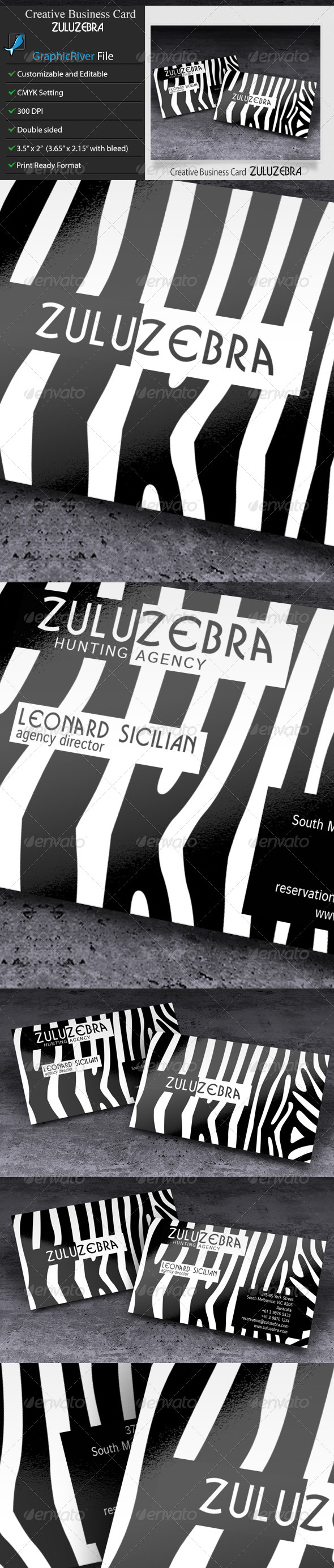 GraphicRiver Creative Business Card ZuluZebra 6057773 GraphicRiver Creative Business Card ZuluZebra 6057773