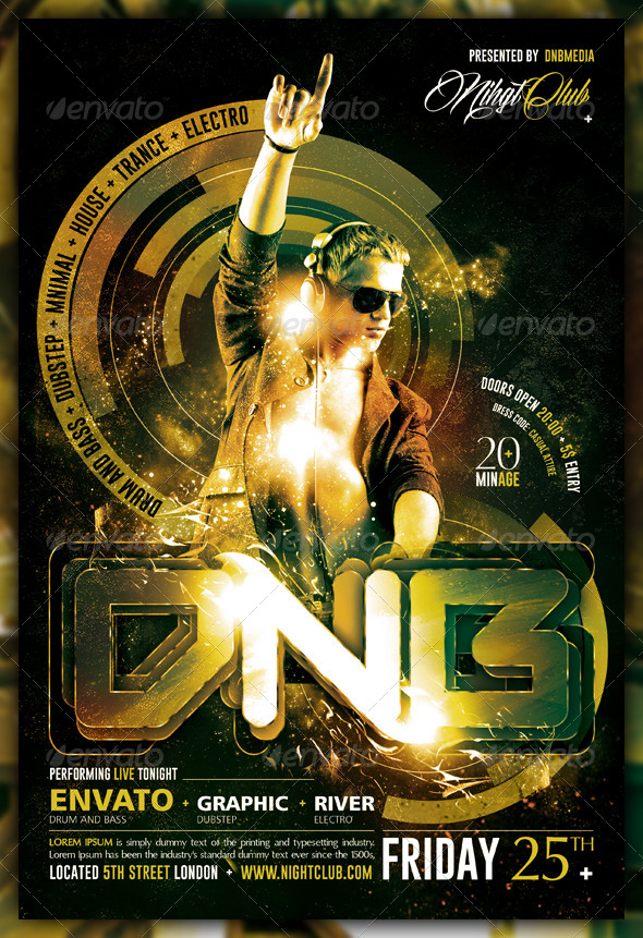 GraphicRiver Dubstep Drum and Bass Electro Flyer Poster 6059031 GraphicRiver Dubstep Drum and Bass Electro Flyer Poster 6059031