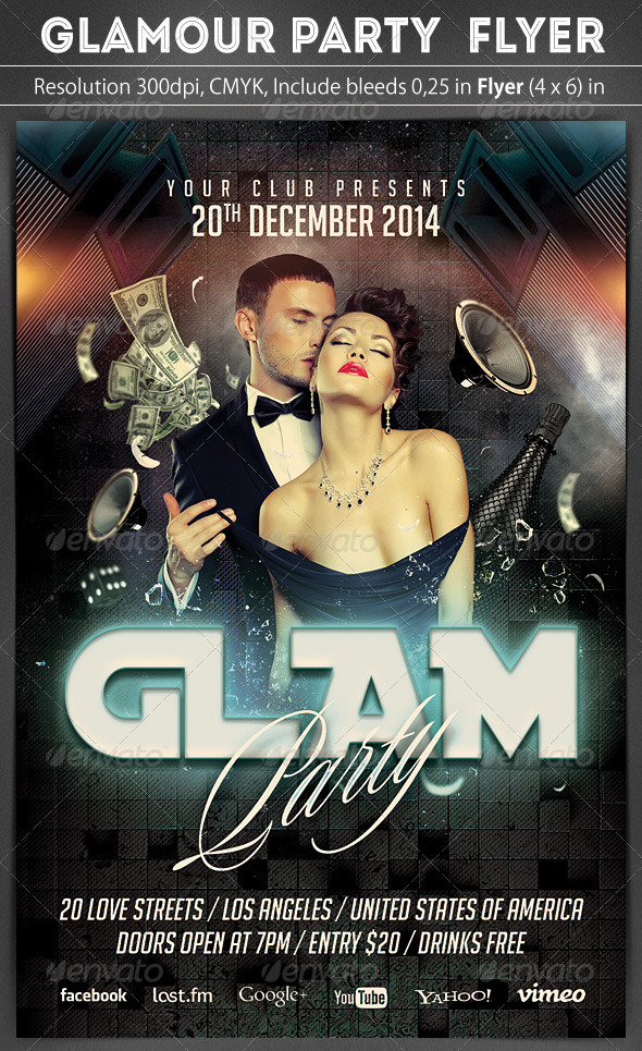 Glamour Party Flyer Template - Clubs & Parties Events