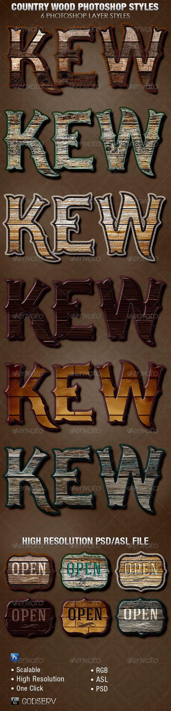Country Wood Photoshop Layer Styles - Text Effects Styles