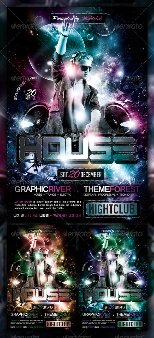 GraphicRiver House Trance Electro Party Flyer Poster 6066048 GraphicRiver House Trance Electro Party Flyer Poster 6066048