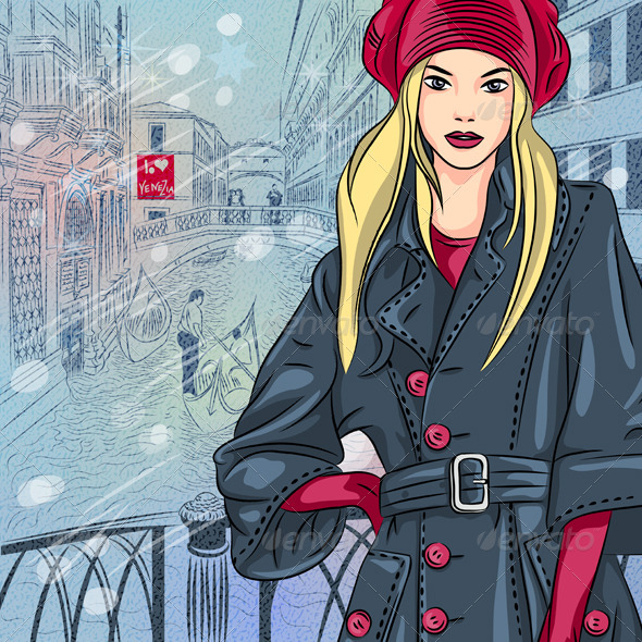 GraphicRiver Fashion Girl on the Bridge of Sighs in Venice 6066999 GraphicRiver Fashion Girl on the Bridge of Sighs in Venice 6066999