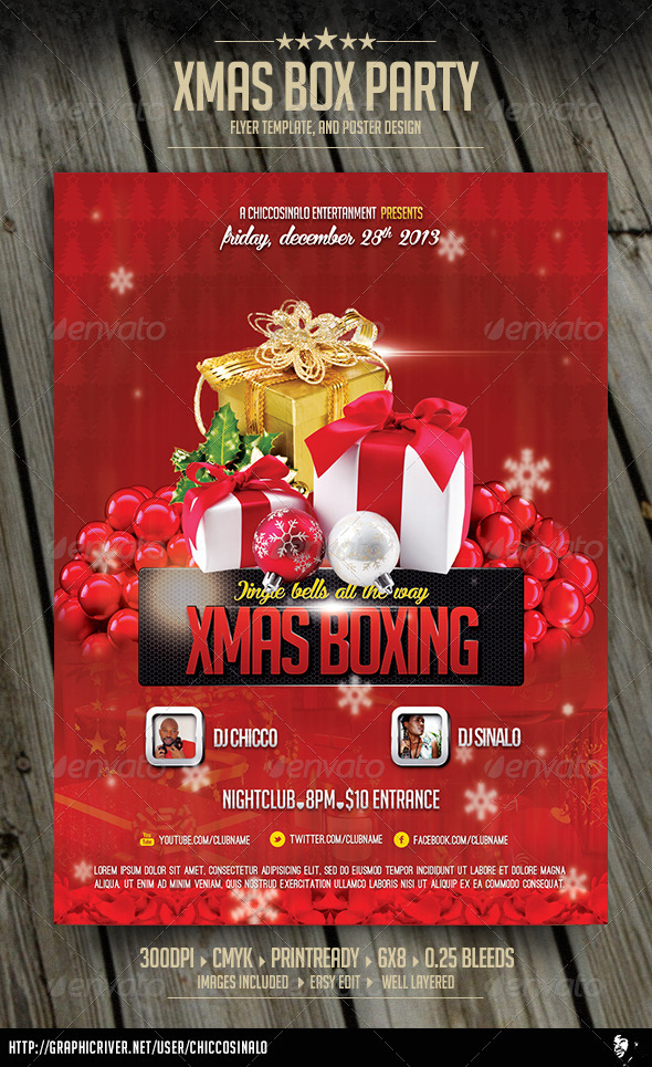 Christmas Boxing Flyer Template - Flyers Print Templates