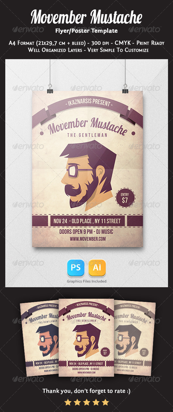 GraphicRiver Movember Mustache Flyer Template 6070073 GraphicRiver Movember Mustache Flyer Template 6070073