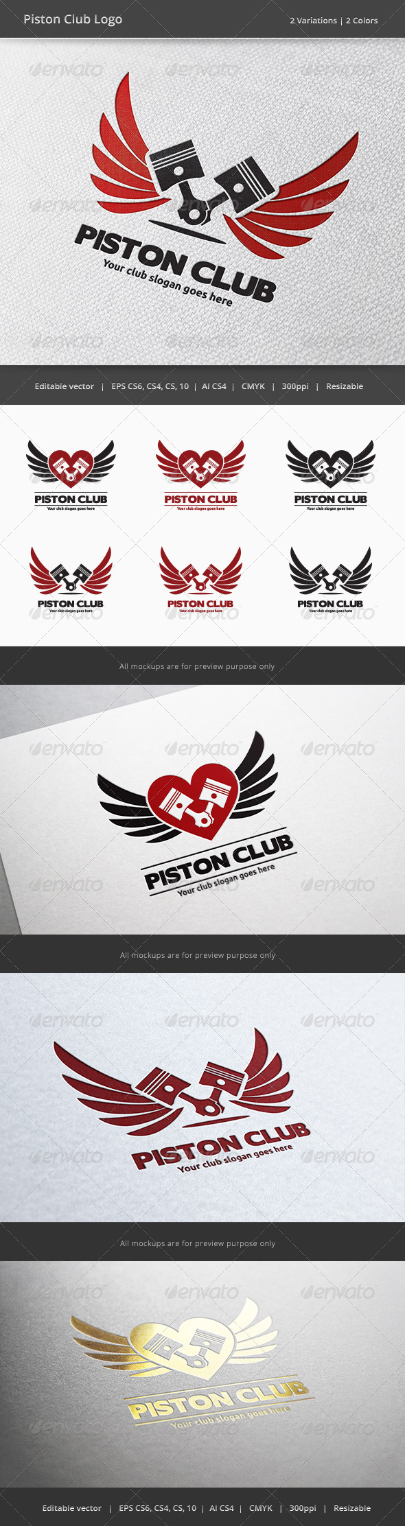 Piston Car and Motorcycle Club Logo (Objects)