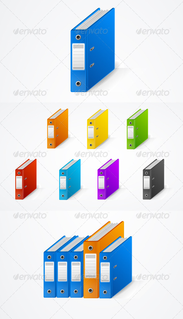 Set of Colorful Ring Binders (Concepts)