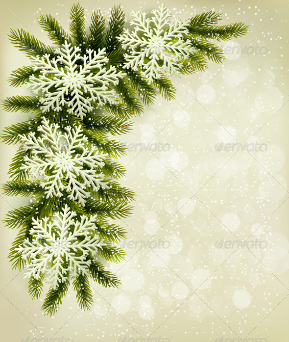 GraphicRiver Christmas Retro Background with Tree Branches 6079768 GraphicRiver Christmas Retro Background with Tree Branches 6079768