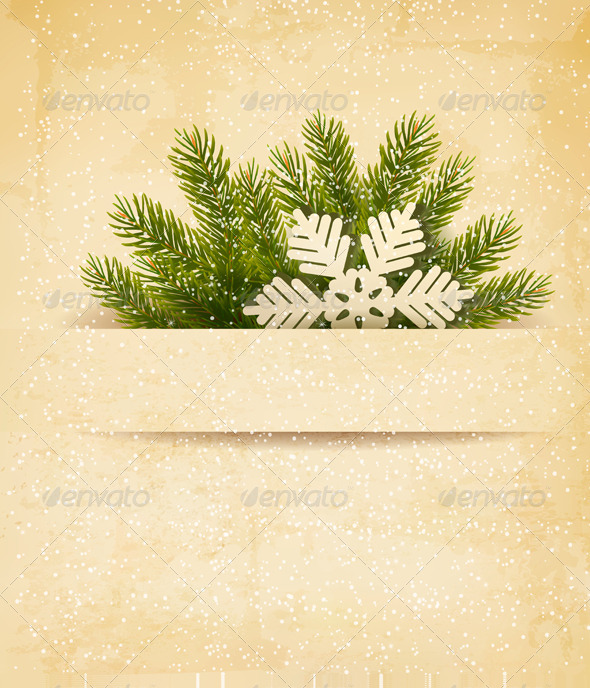 GraphicRiver Christmas Retro Background with Tree Branches 6080063 GraphicRiver Christmas Retro Background with Tree Branches 6080063
