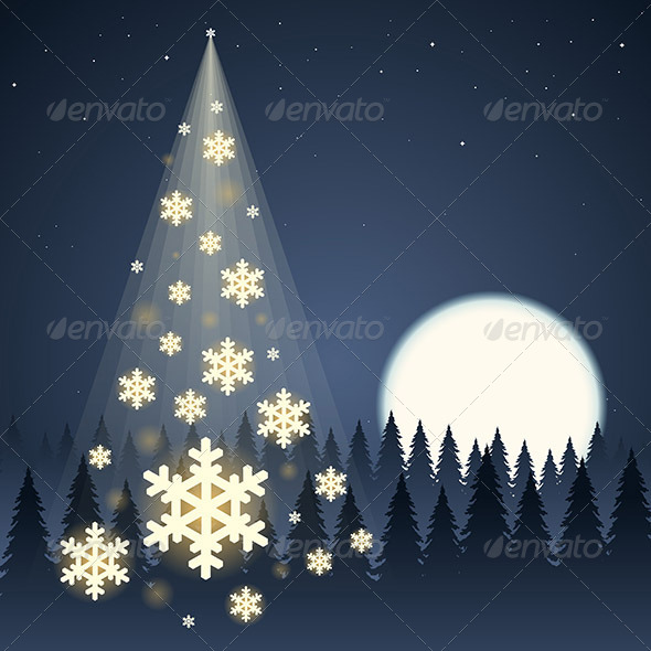 GraphicRiver Moon Snowflake Christmas Tree 6081177 GraphicRiver Moon Snowflake Christmas Tree 6081177
