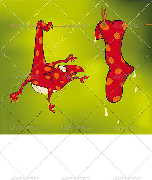GraphicRiver Red Lizard and Wet Sock Cartoon 6088952 GraphicRiver Red Lizard and Wet Sock Cartoon 6088952