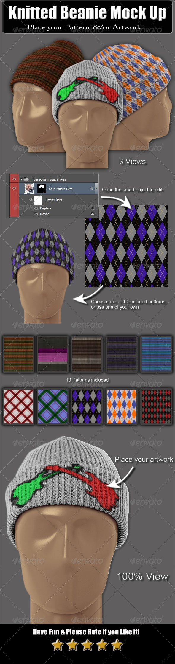 GraphicRiver Knitted Beanie Mock Up 6088965 GraphicRiver Knitted Beanie Mock Up 6088965