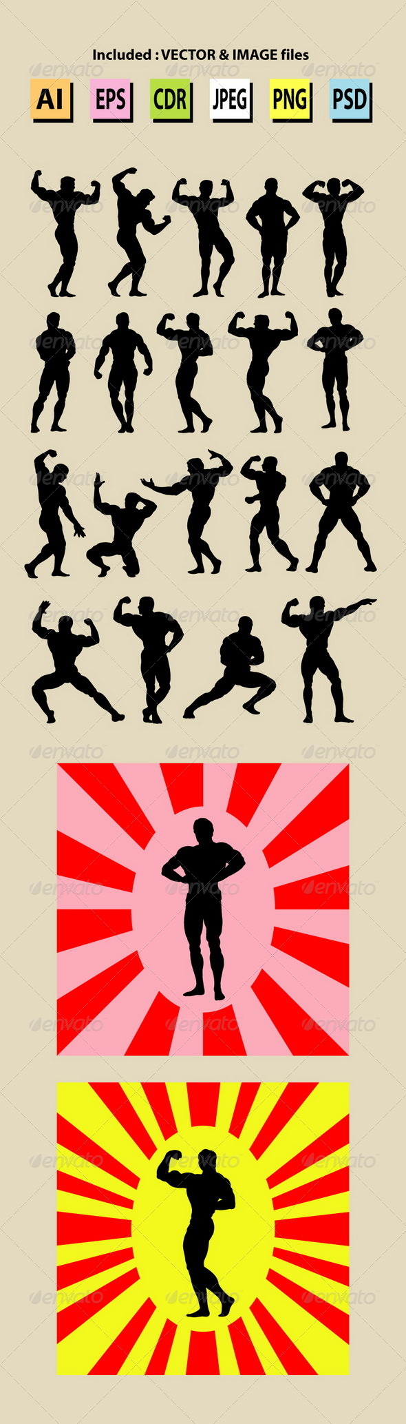 Bodybuilding Silhouettes - Sports/Activity Conceptual