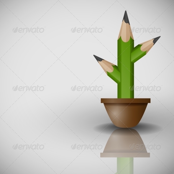 GraphicRiver Pencil in the Form of a Cactus 6107407 GraphicRiver Pencil in the Form of a Cactus 6107407