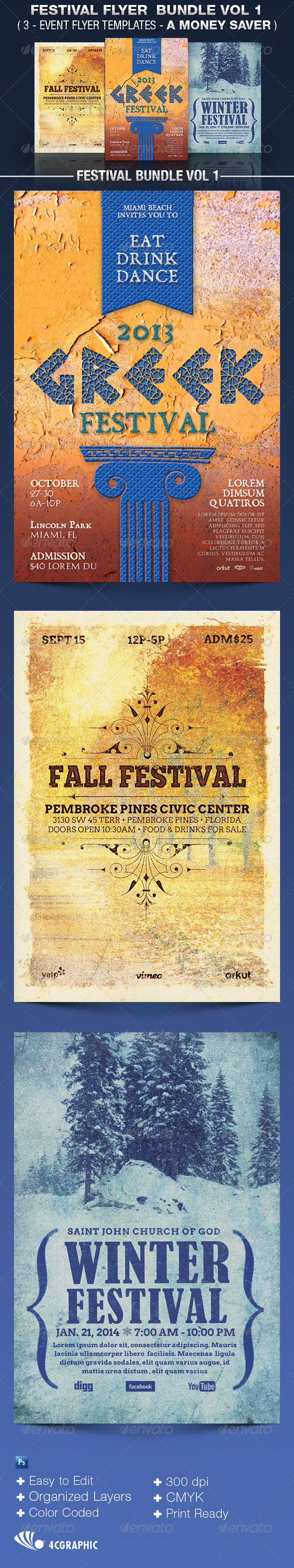 Festival Flyer Templates Bundle Vol 1 - Events Flyers