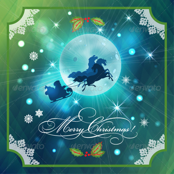GraphicRiver Santa Riding Sleigh in Christmas Night Background 6115074 GraphicRiver Santa Riding Sleigh in Christmas Night Background 6115074