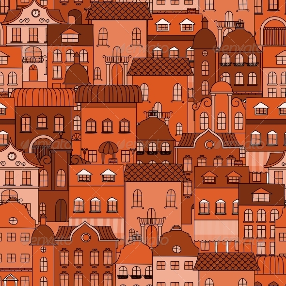 GraphicRiver Seamless Pattern with Old Town 6126643 GraphicRiver Seamless Pattern with Old Town 6126643