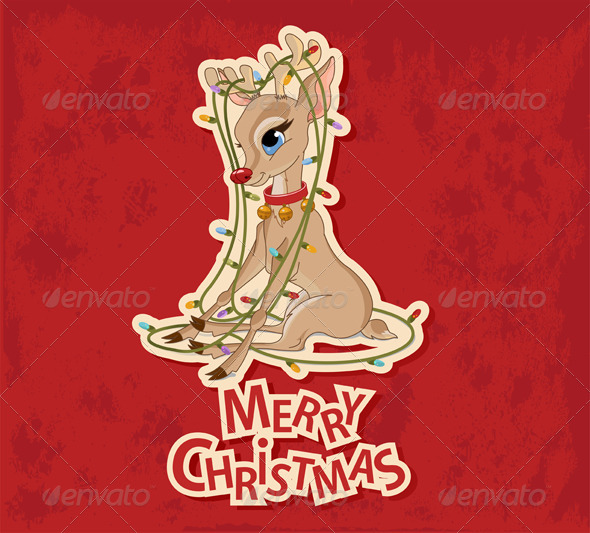 GraphicRiver Christmas Reindeer Tangled in Garland 6127274 GraphicRiver Christmas Reindeer Tangled in Garland 6127274