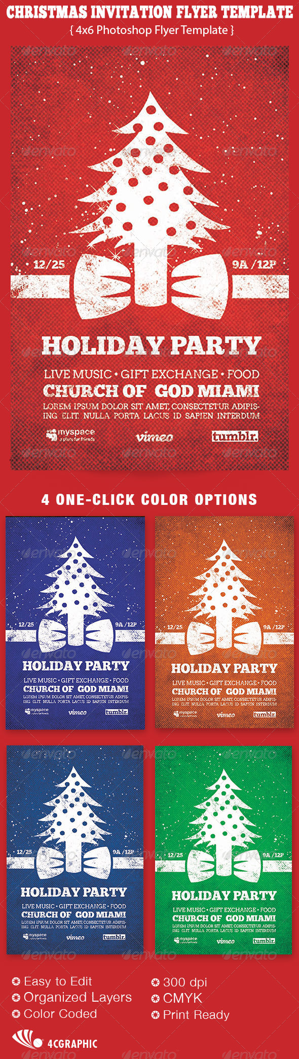 Christmas Invitation Flyer Template - Holidays Events