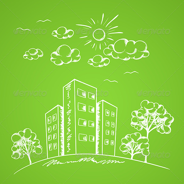 GraphicRiver Green Background with House 6141930 GraphicRiver Green Background with House 6141930