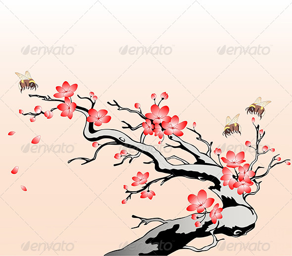 GraphicRiver Flowering Cherry Branch 6142269 GraphicRiver Flowering Cherry Branch 6142269