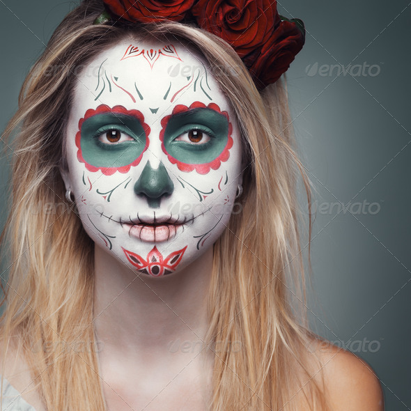 girl with a skull face makeup