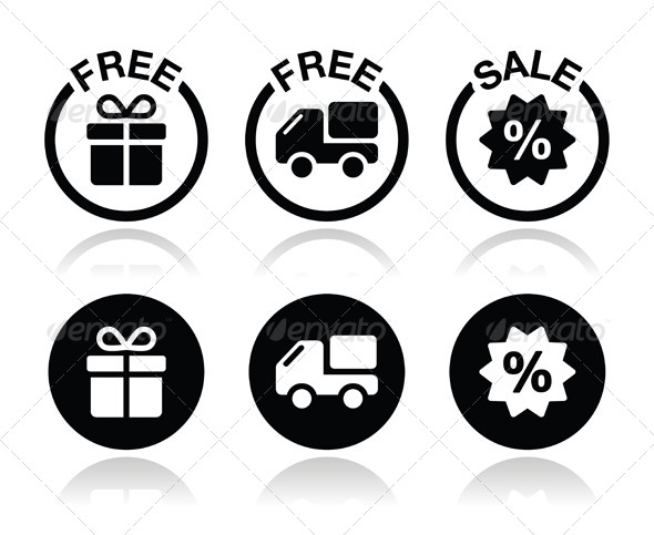 GraphicRiver Free Delivery Gift and Sale Icons Set 6136864 GraphicRiver Free Delivery Gift and Sale Icons Set 6136864