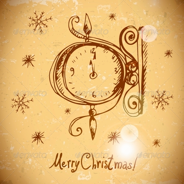 GraphicRiver Hand-Drawn Vintage Greeting Card with Clock 6168356 GraphicRiver Hand-Drawn Vintage Greeting Card with Clock 6168356