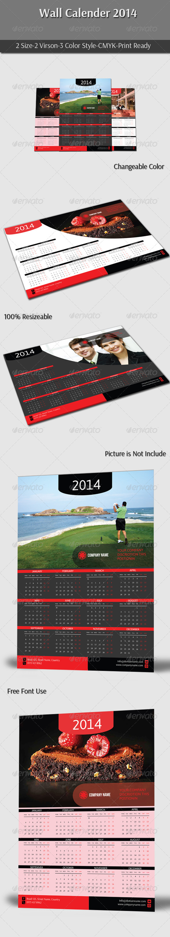 GraphicRiver Wall Calender 2014 6168599 GraphicRiver Wall Calender 2014 6168599