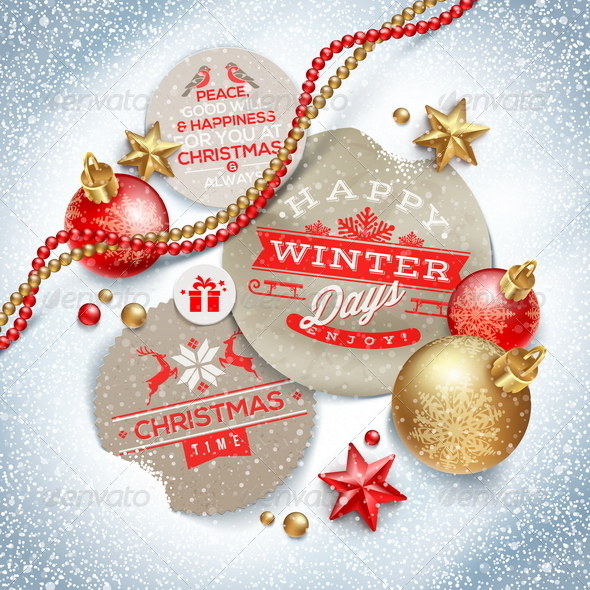 GraphicRiver Labels with Christmas Greeting and Decor 6177494 GraphicRiver Labels with Christmas Greeting and Decor 6177494
