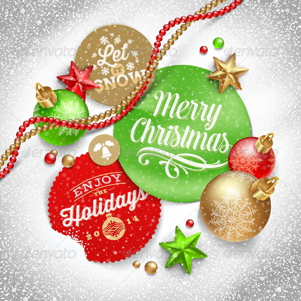 GraphicRiver Labels with Christmas Greeting and Holiday Decor 6177540 GraphicRiver Labels with Christmas Greeting and Holiday Decor 6177540