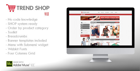 Trend Shop Muse | E-Commerce Shop Ready - Corporate Muse Templates