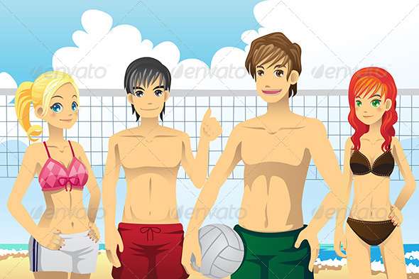 GraphicRiver Young People Playing Volleyball 6187690 GraphicRiver Young People Playing Volleyball 6187690